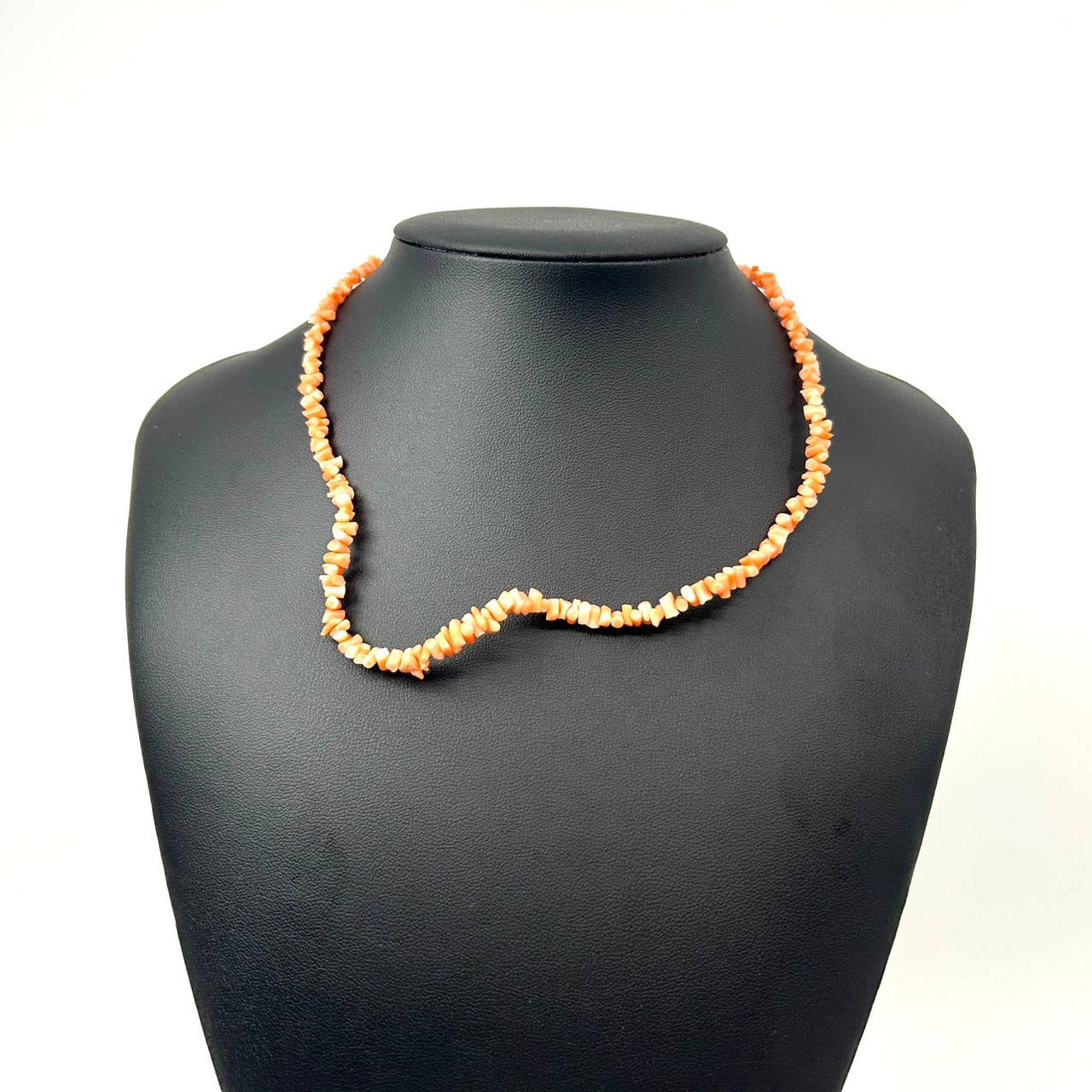 上品なオレンジ珊瑚 サンゴ ネックレス 天然素材 2連 ロングネックレス 留め具シルバー レディース アクセサリー I9