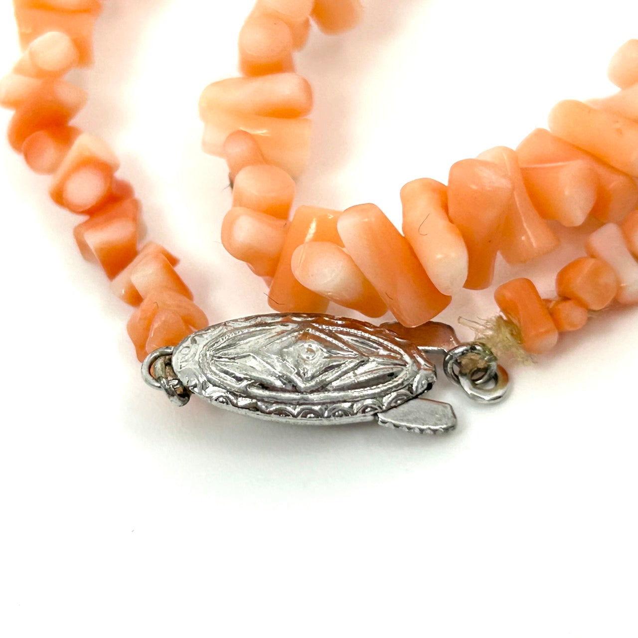 ヴィンテージ 天然サンゴ 珊瑚 ネックレス ペンダント 2連 オレンジ ピンクカラー チップデザイン 留め具付き レディース アクセサリー I9