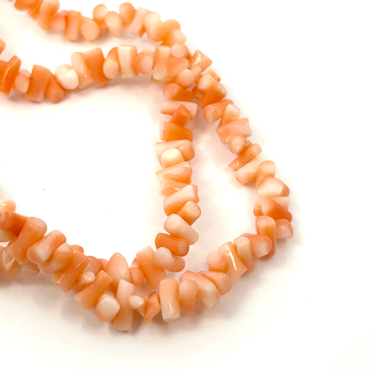 ヴィンテージ 天然サンゴ 珊瑚 ネックレス ペンダント 2連 オレンジ ピンクカラー チップデザイン 留め具付き レディース アクセサリー I9