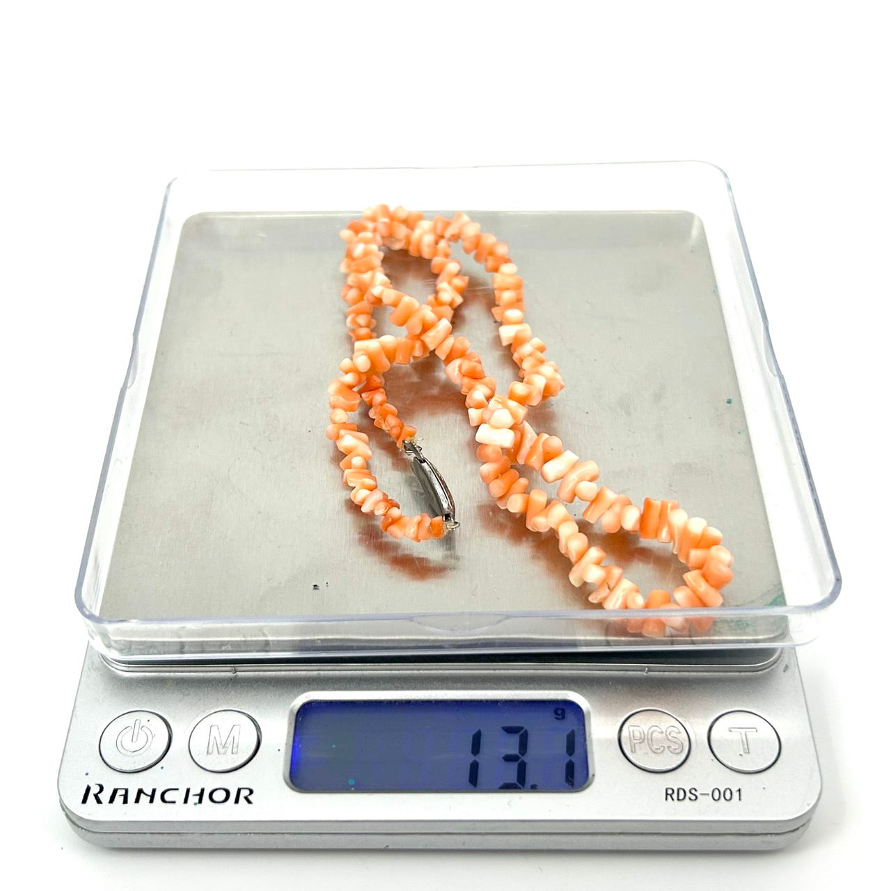 ヴィンテージ 天然サンゴ 珊瑚 ネックレス ペンダント 2連 オレンジ ピンクカラー チップデザイン 留め具付き レディース アクセサリー I9