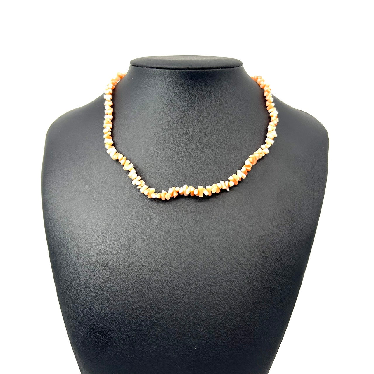 ヴィンテージ 天然サンゴ 珊瑚 ネックレス ペンダント 2連 オレンジ ピンクカラー チップデザイン 留め具付き レディース アクセサリー I9