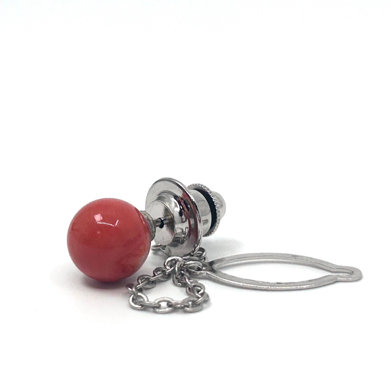 赤珊瑚 レッド ピアス 片耳用 シルバー台座 チェーン付き 上品 エレガント ヴィンテージ アクセサリー レディースジュエリー I9