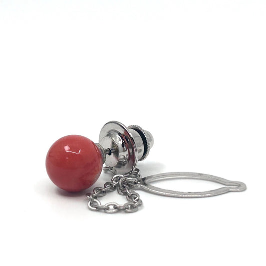 赤珊瑚 レッド ピアス 片耳用 シルバー台座 チェーン付き 上品 エレガント ヴィンテージ アクセサリー レディースジュエリー I9