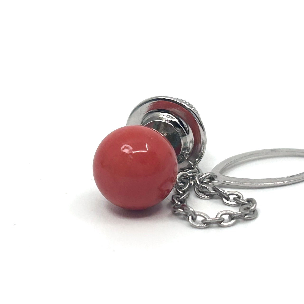 赤珊瑚 レッド ピアス 片耳用 シルバー台座 チェーン付き 上品 エレガント ヴィンテージ アクセサリー レディースジュエリー I9