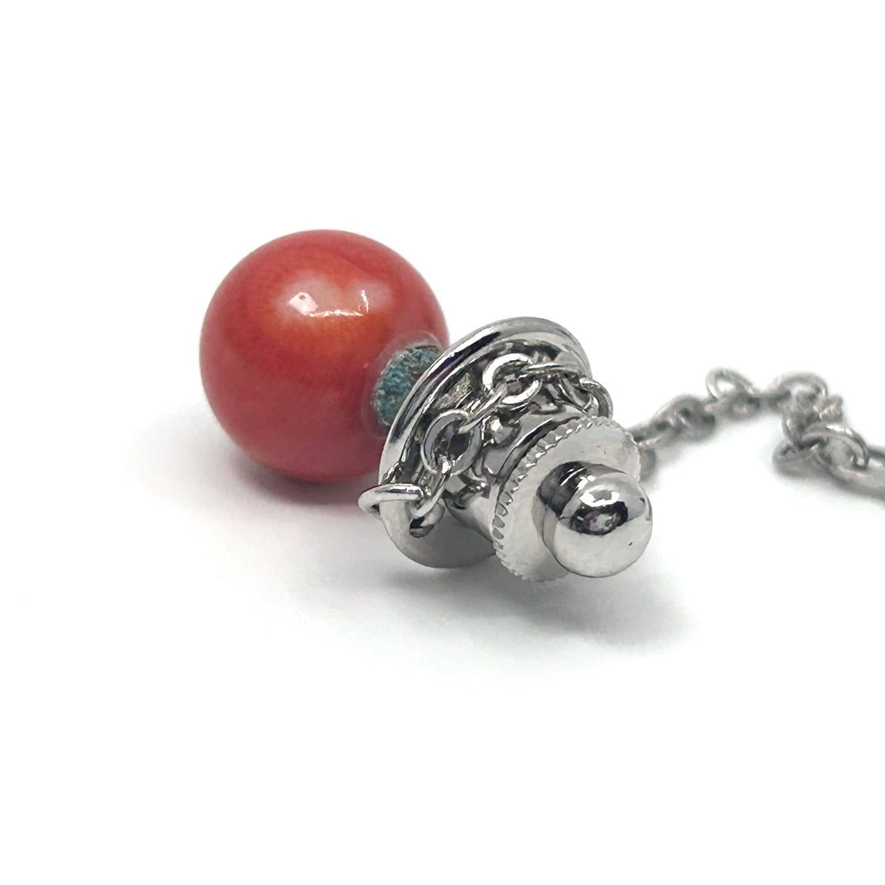 赤珊瑚 レッド ピアス 片耳用 シルバー台座 チェーン付き 上品 エレガント ヴィンテージ アクセサリー レディースジュエリー I9