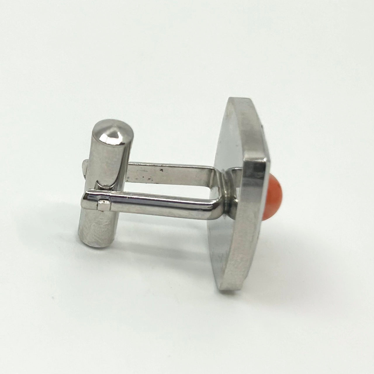 ヴィンテージ 赤珊瑚 レッド カフスボタン メンズ アクセサリー シルバー台座 フォーマル スーツ ビジネス 高級感 ギフト I9