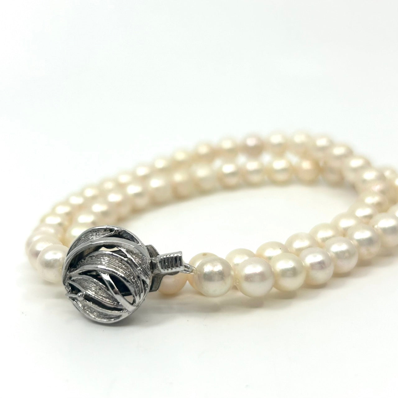 ホワイトパール ネックレス 二連 淡水真珠 本真珠 シルバークラスプ クラシカル エレガント 冠婚葬祭 フォーマルアクセサリー I10