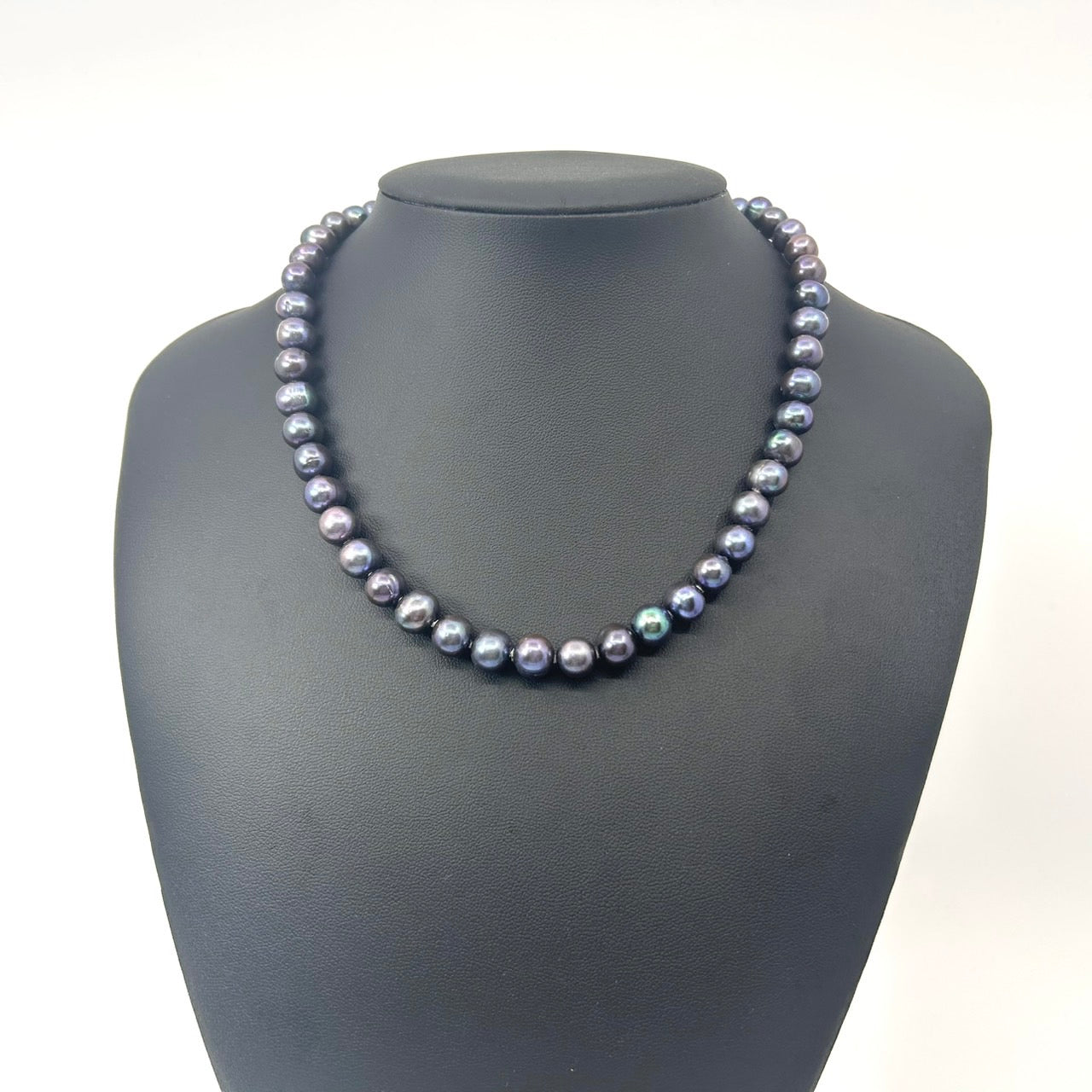 ブラックパール ネックレス ラウンド淡水真珠 本真珠 シルバー留め具 クラシカル エレガント ジュエリー フォーマルアクセサリー I10