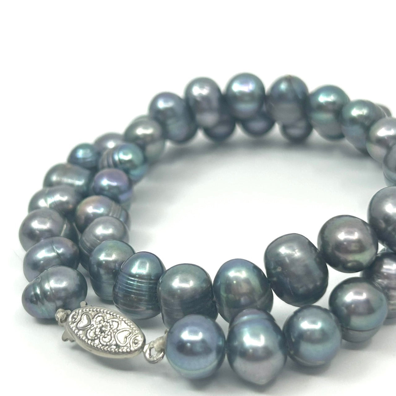 ブラックパール ネックレス バロック淡水真珠 本真珠 グラデーション シルバー金具 クラシカル ジュエリー アクセサリー I10