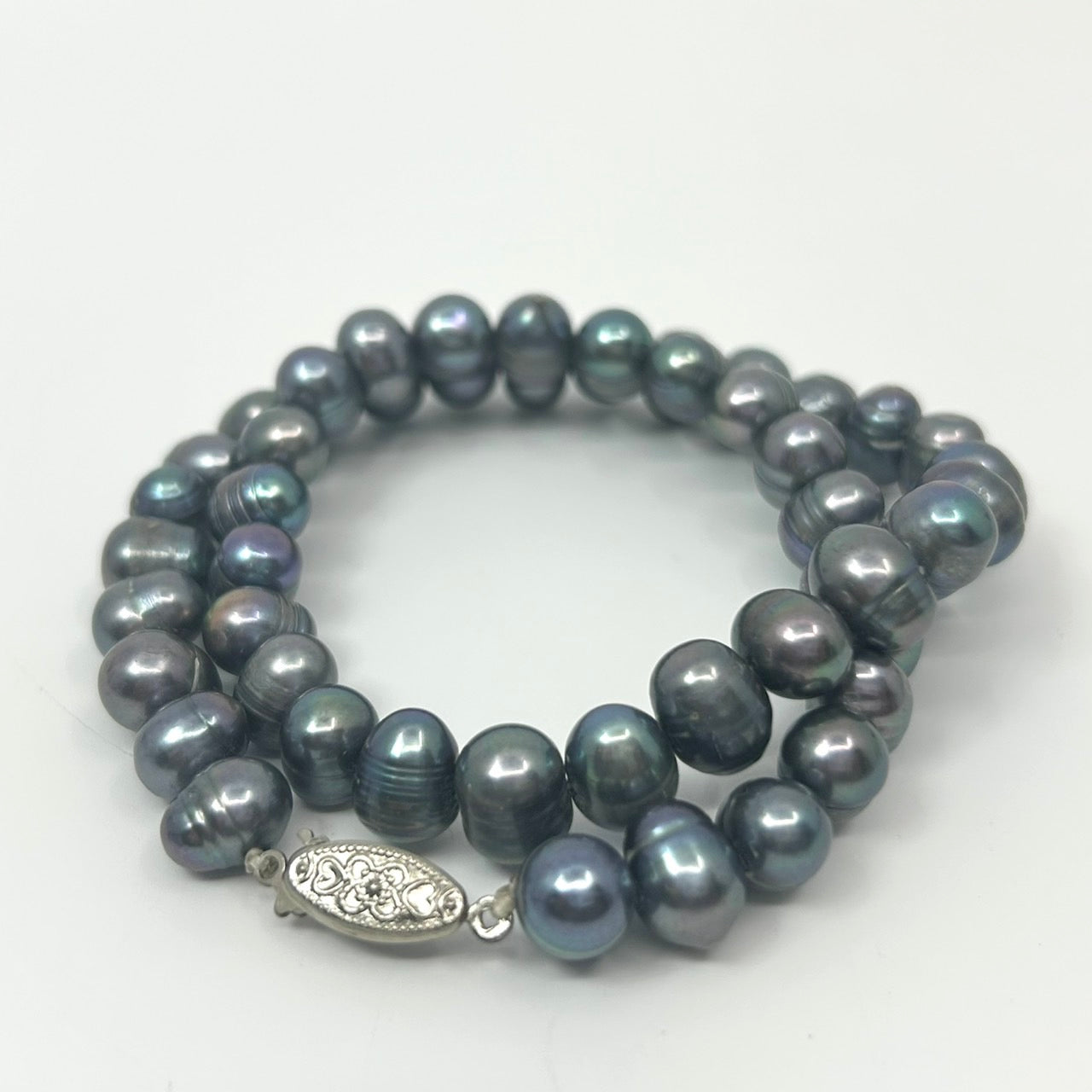 ブラックパール ネックレス バロック淡水真珠 本真珠 グラデーション シルバー金具 クラシカル ジュエリー アクセサリー I10