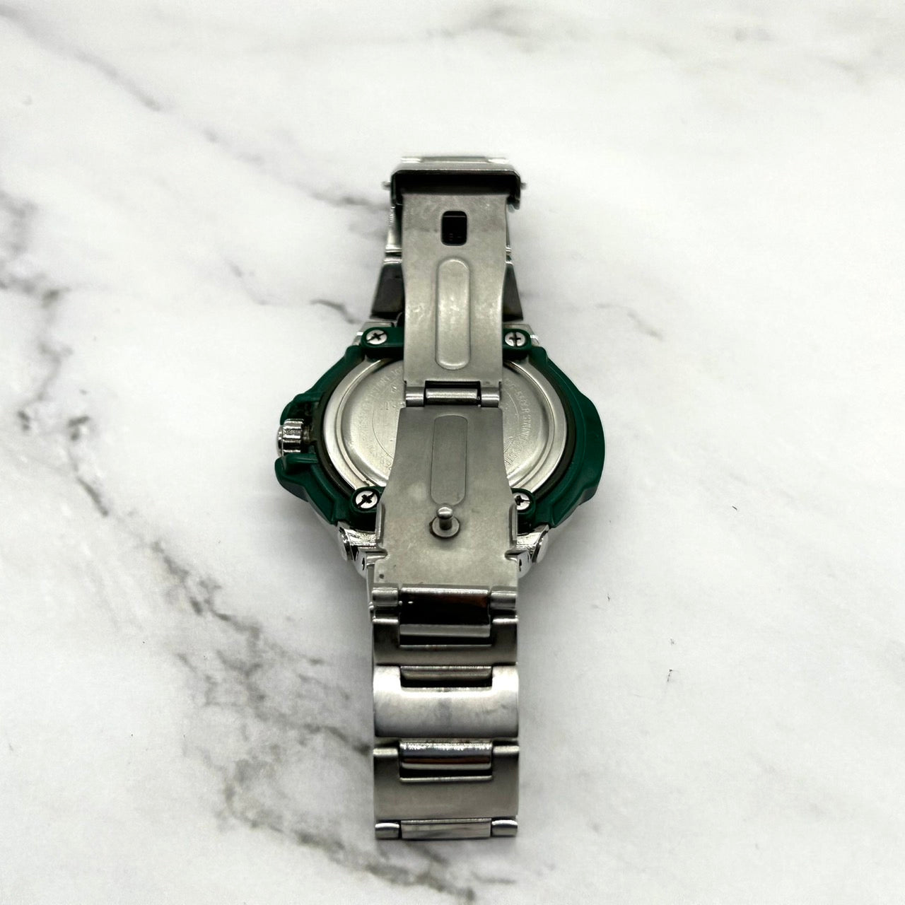 【限定モデル】 電池交換済 稼働品 希少 CASIO Baby-G G-MS MSG-550CR Chara コラボ 限定モデル レディース 腕時計 チャラ シルバー グリーン アナログ デイト表示 クオーツ 耐衝撃構造 裏蓋サイン刻印「小さな夢 大きな夢」G6