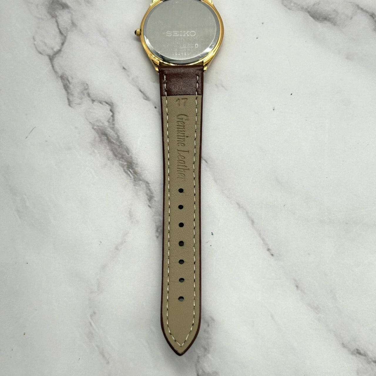 【新品ベルト（社外品）／電池交換済／稼働品】SEIKO DOLCE セイコー ドルチェ メンズ 腕時計 8J41-0AJ0 ゴールド文字盤 ブラウンレザー クオーツ 薄型 エレガント クラシック ドレスウォッチ ビンテージ 高級感 クリーニング済 G6