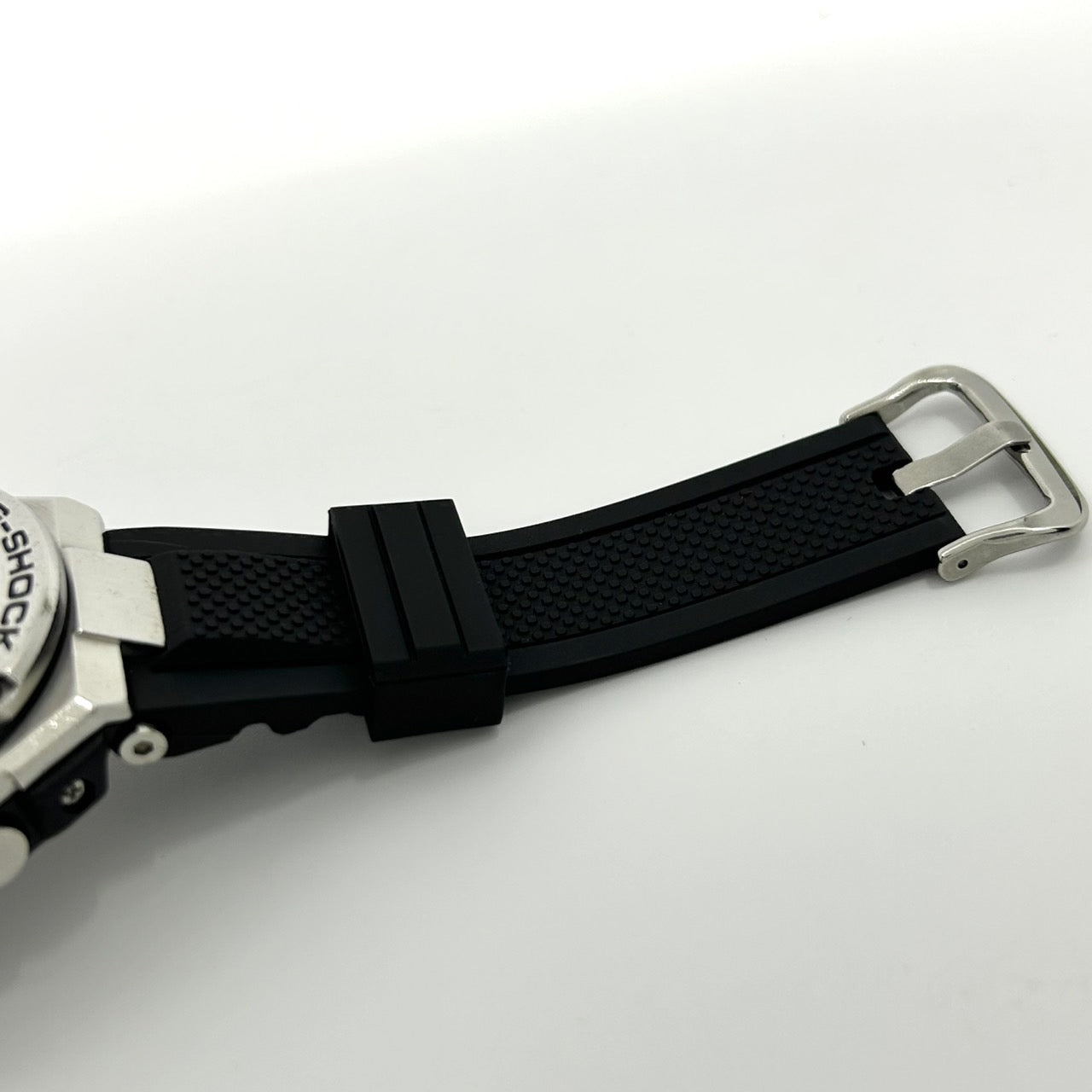 【稼働品】カシオ Gショック Gスチール 腕時計 GST-W110 メンズ タフソーラー 電波ソーラー デジアナ MULTI BAND 6 ブラック シルバー ラバーベルト ラウンド 高機能 耐衝撃構造 ストリート アウトドア カジュアル クリーニング済 G3