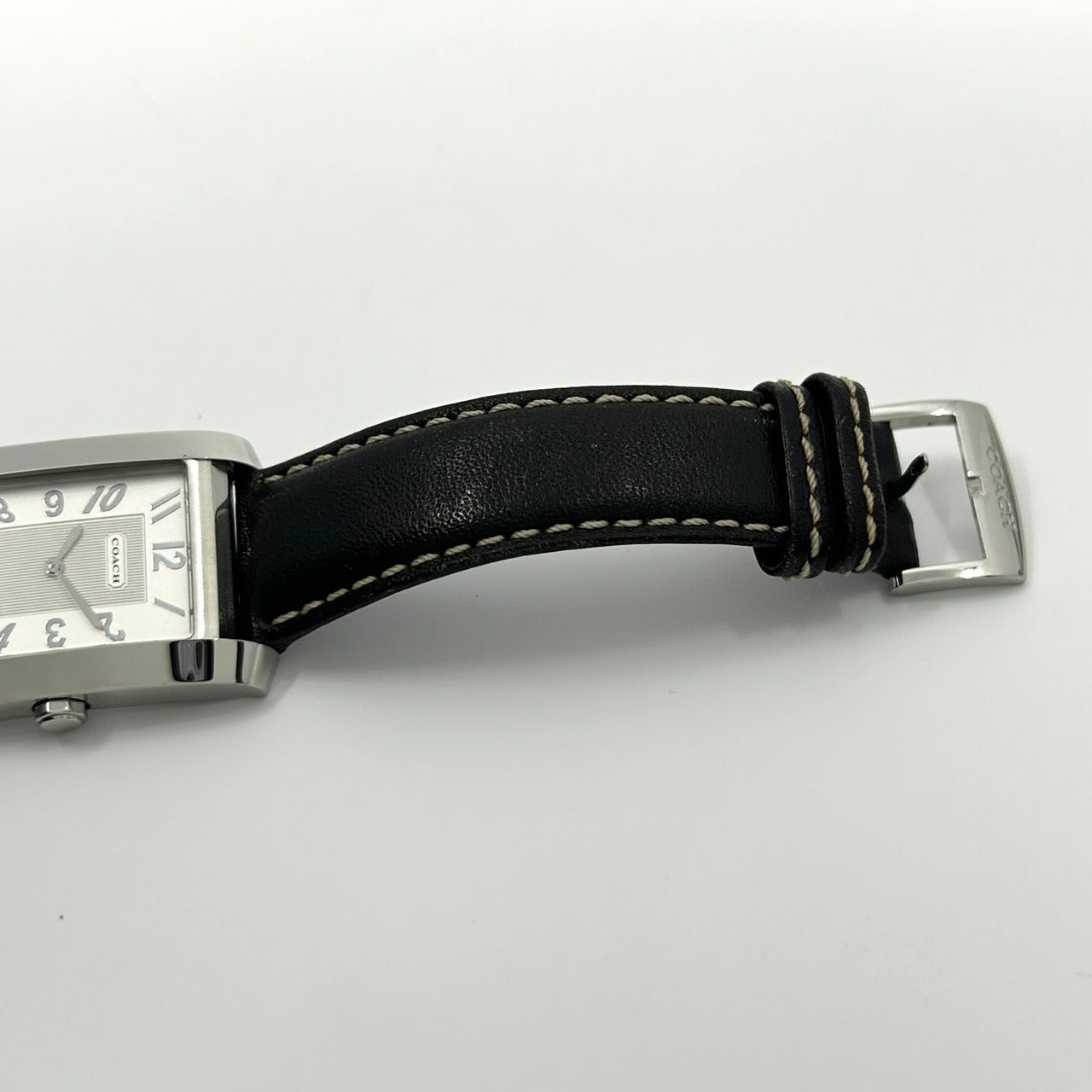 【電池交換済】 COACH コーチ 腕時計 0242 6.795.480 ユニセックス クオーツ レクタンギュラー デイト アナログ 白文字盤 レザーベルト スイス製 クラシック エレガント ドレスウォッチ ビジネス 通勤 通学 メンズ レディース G3