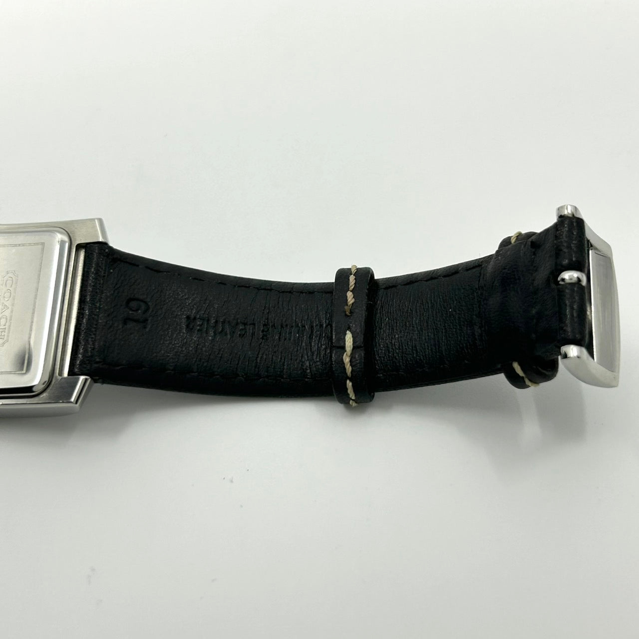 【電池交換済】 COACH コーチ 腕時計 0242 6.795.480 ユニセックス クオーツ レクタンギュラー デイト アナログ 白文字盤 レザーベルト スイス製 クラシック エレガント ドレスウォッチ ビジネス 通勤 通学 メンズ レディース G3