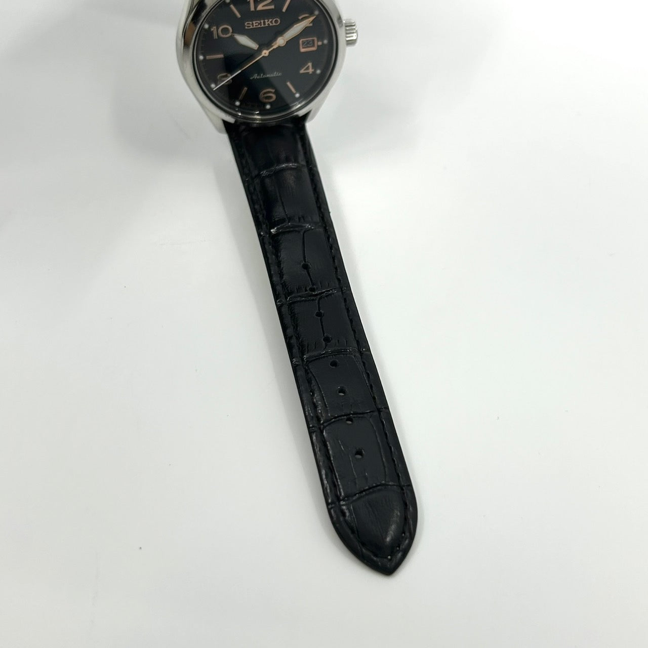 極美品 セイコー SEIKO プレサージュ 60周年記念 自動巻き メンズ腕時計 6R15-03K0 1956本限定 黒文字盤 デイト バックスケルトン レザー SS ドレスウォッチ エレガント クラシック G2