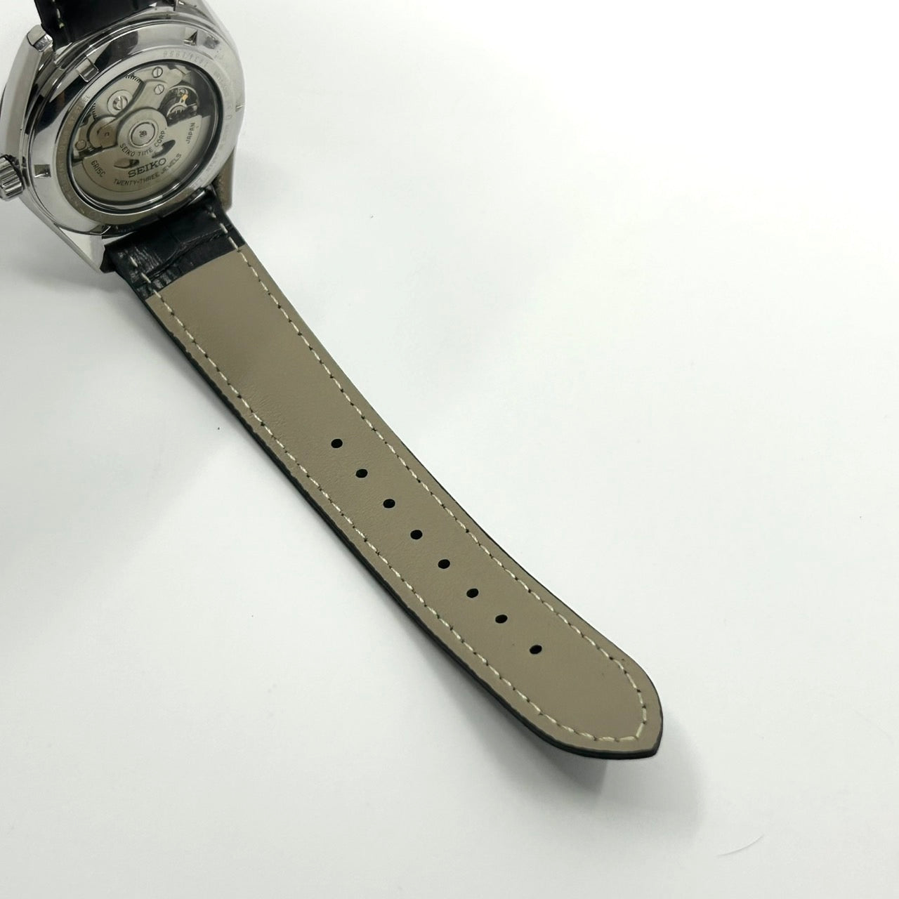 極美品 セイコー SEIKO プレサージュ 60周年記念 自動巻き メンズ腕時計 6R15-03K0 1956本限定 黒文字盤 デイト バックスケルトン レザー SS ドレスウォッチ エレガント クラシック G2