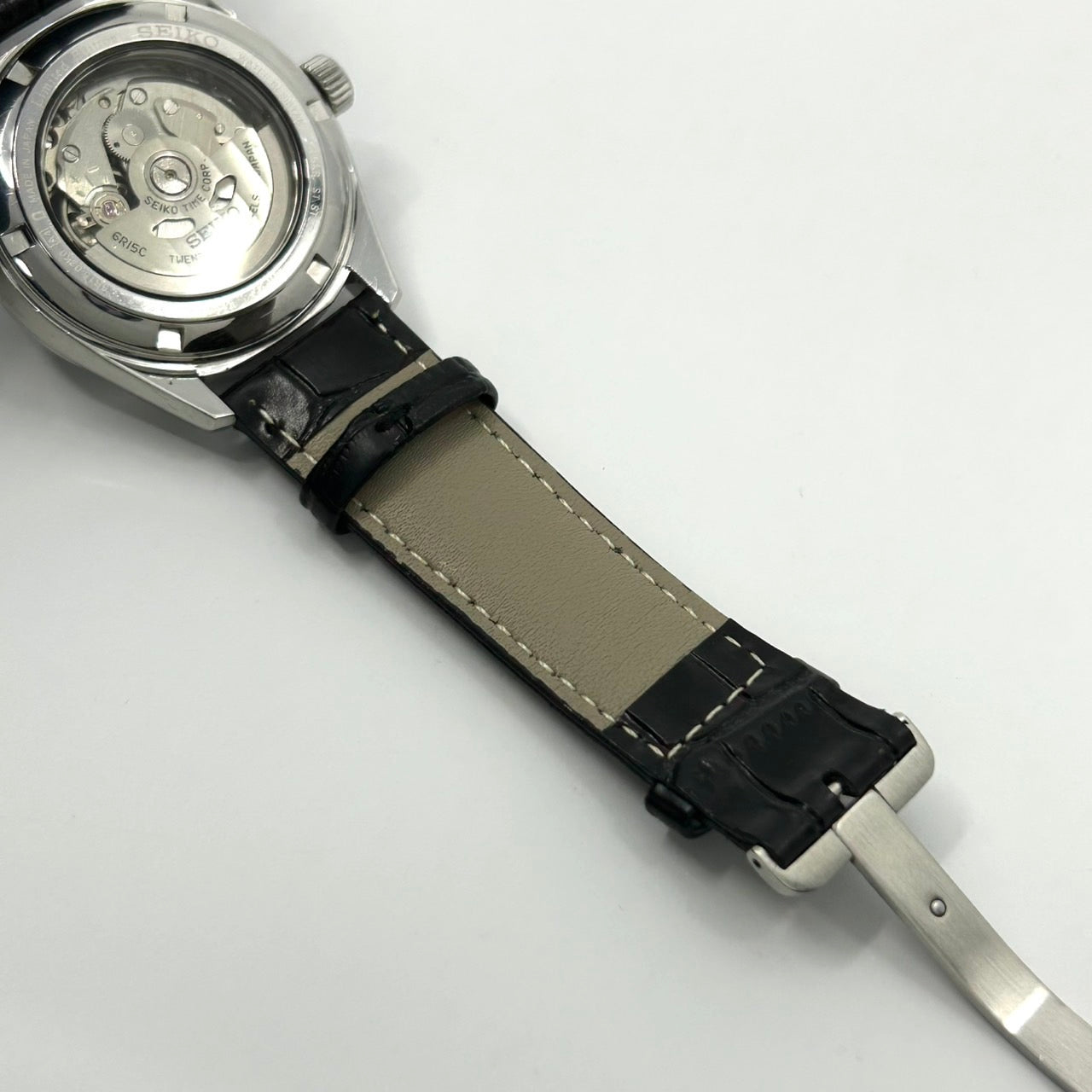 極美品 セイコー SEIKO プレサージュ 60周年記念 自動巻き メンズ腕時計 6R15-03K0 1956本限定 黒文字盤 デイト バックスケルトン レザー SS ドレスウォッチ エレガント クラシック G2