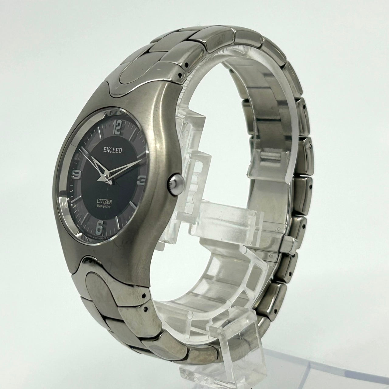 【稼働品】シチズン エクシード 腕時計 メンズ A780-H21602 TA エコドライブ チタン ソーラー 黒文字盤 アナログ シルバー 軽量 ビジネス クラシック エレガント シンプル スポーティー ドレスウォッチ クリーニング済 G2