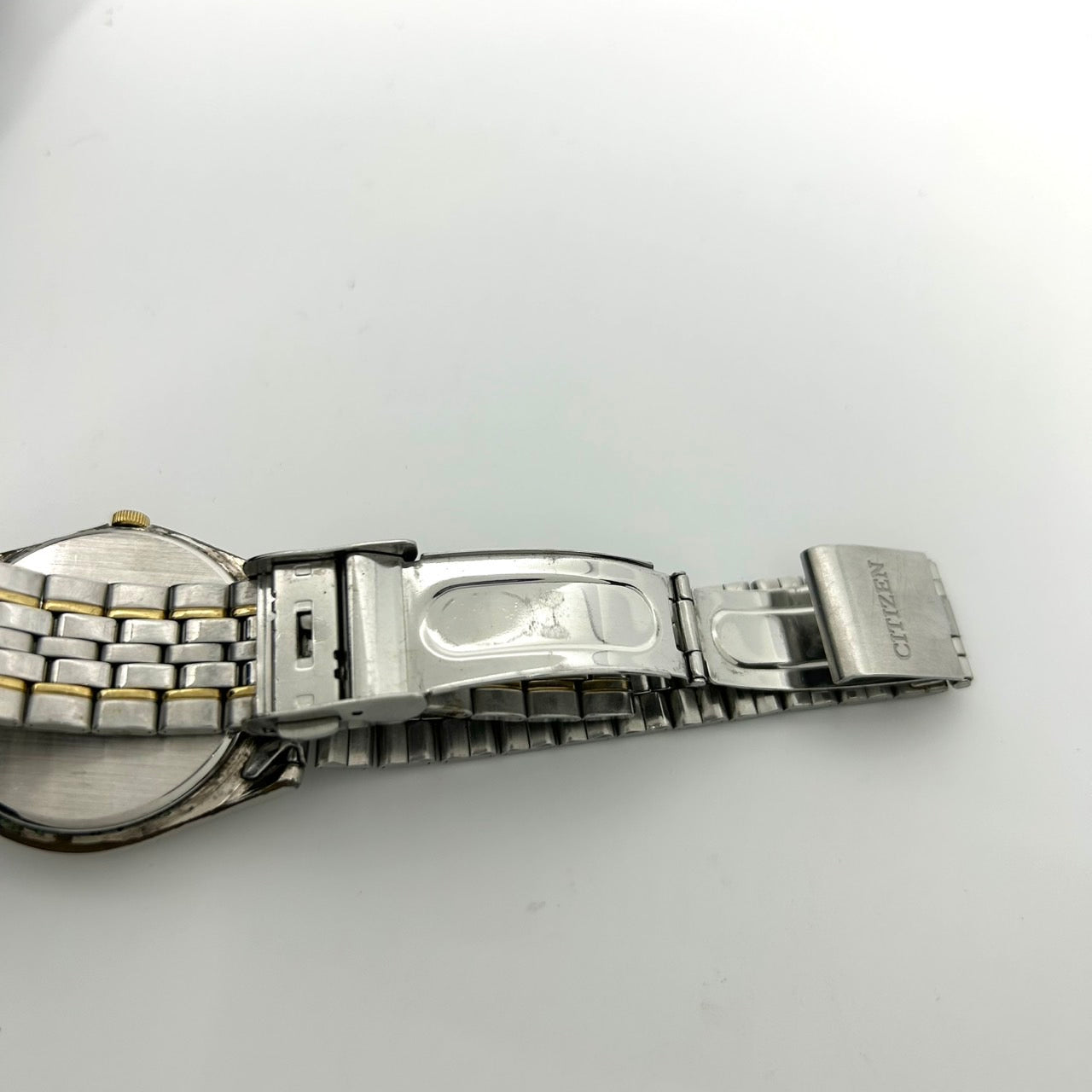 【稼働品】citizen シチズン ジャンクション エコドライブ 腕時計 E100-F0398T CK メンズ レディース ソーラー デイデイト アナログ ゴールド文字盤 コンビカラー ヴィンテージ クラシック カジュアル ビジネス 通勤 ユニセックス G1