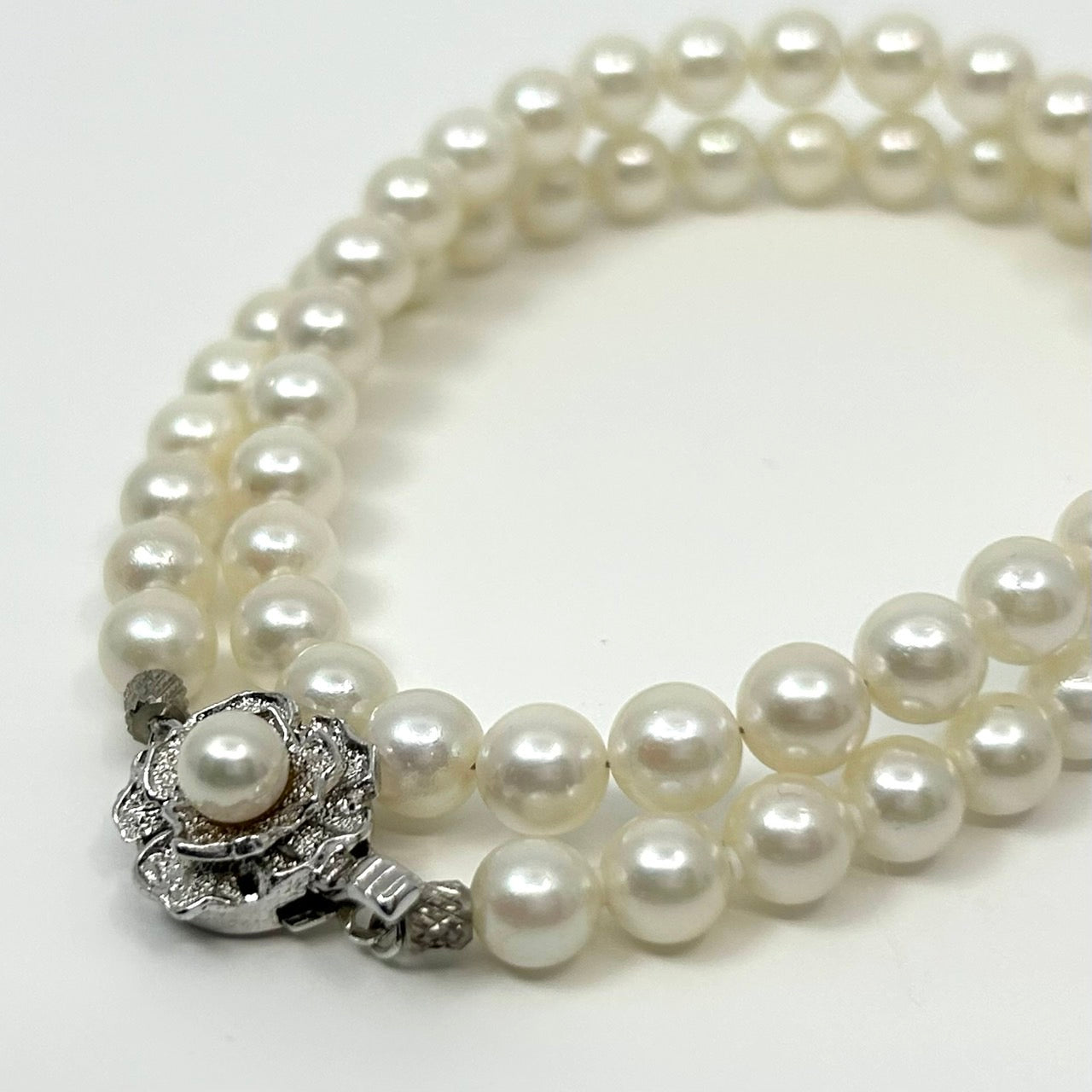 極美品 Near Mint 本真珠 あこや真珠 養殖真珠 パール ラウンド ホワイト ネックレス ペンダント レディース 6.5mm-6.9mm シルバー留め具刻印 冠婚葬祭 フォーマル カジュアル 全長約45cm i6