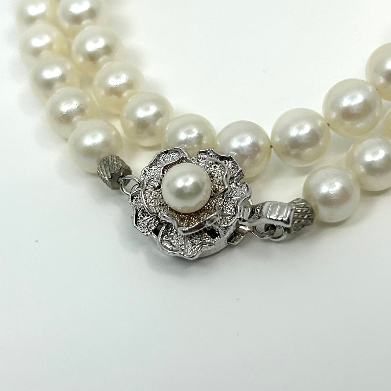 極美品 Near Mint 本真珠 あこや真珠 養殖真珠 パール ラウンド ホワイト ネックレス ペンダント レディース 6.5mm-6.9mm シルバー留め具刻印 冠婚葬祭 フォーマル カジュアル 全長約45cm i6