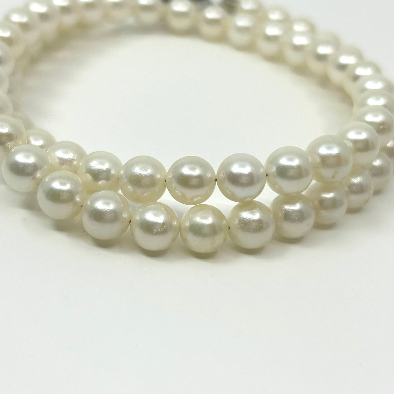 極美品 Near Mint 本真珠 あこや真珠 養殖真珠 パール ラウンド ホワイト ネックレス ペンダント レディース 6.5mm-6.9mm シルバー留め具刻印 冠婚葬祭 フォーマル カジュアル 全長約45cm i6
