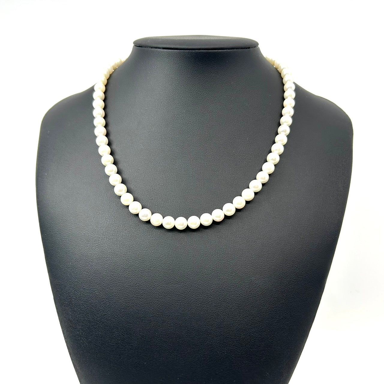 極美品 Near Mint 本真珠 あこや真珠 養殖真珠 パール ラウンド ホワイト ネックレス ペンダント レディース 6.5mm-6.9mm シルバー留め具刻印 冠婚葬祭 フォーマル カジュアル 全長約45cm i6