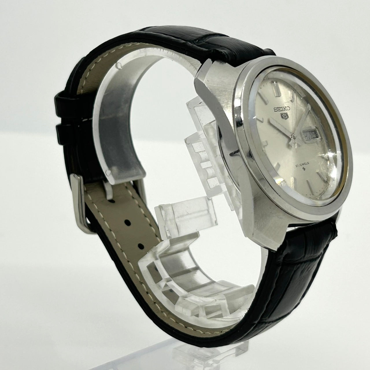 【稼働品/新品ベルト】SEIKO セイコー 5 ファイブ 腕時計 メンズ 自動巻き 6119-8220 21石 デイデイト シルバー文字盤 アナログ ビンテージ アンティーク クラシック レトロ ビジネスウォッチ クリーニング済 G4