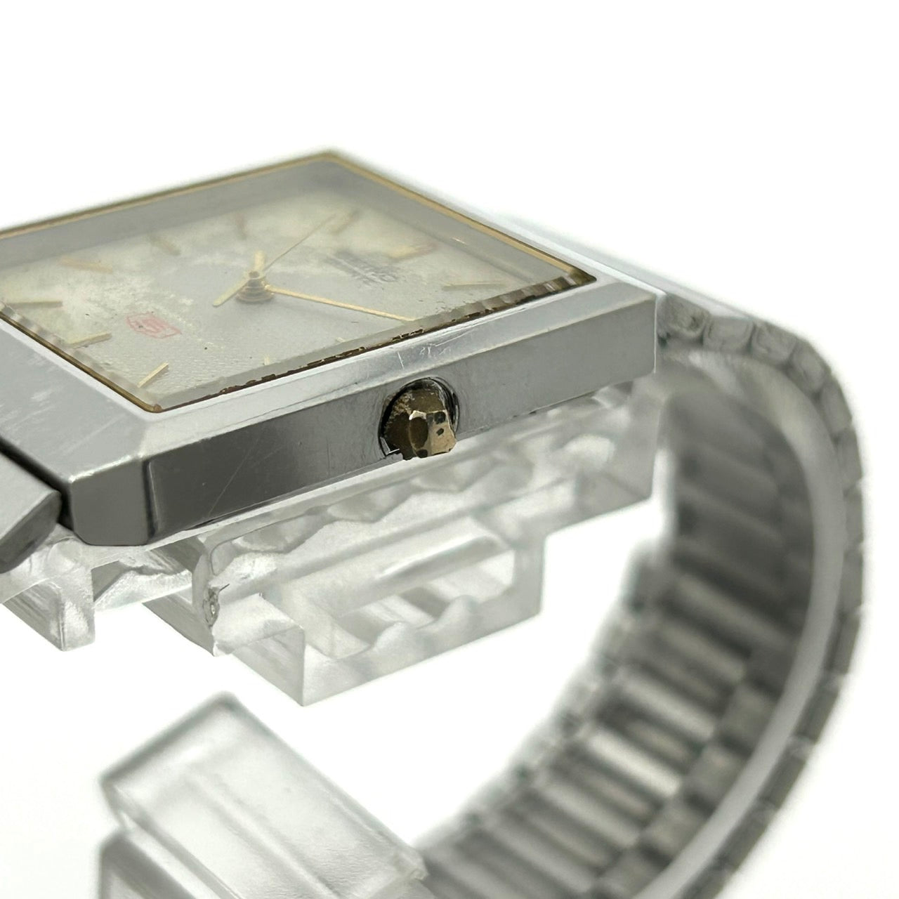 【電池交換済／稼働品】 SEIKO セイコー クオーツ 5Y01-5040 メンズ 腕時計 スクエア シルバー ゴールド コンビ アナログ ビンテージ アンティーク レトロ クラシック ドレスウォッチ ビジネス クリーニング済 G4