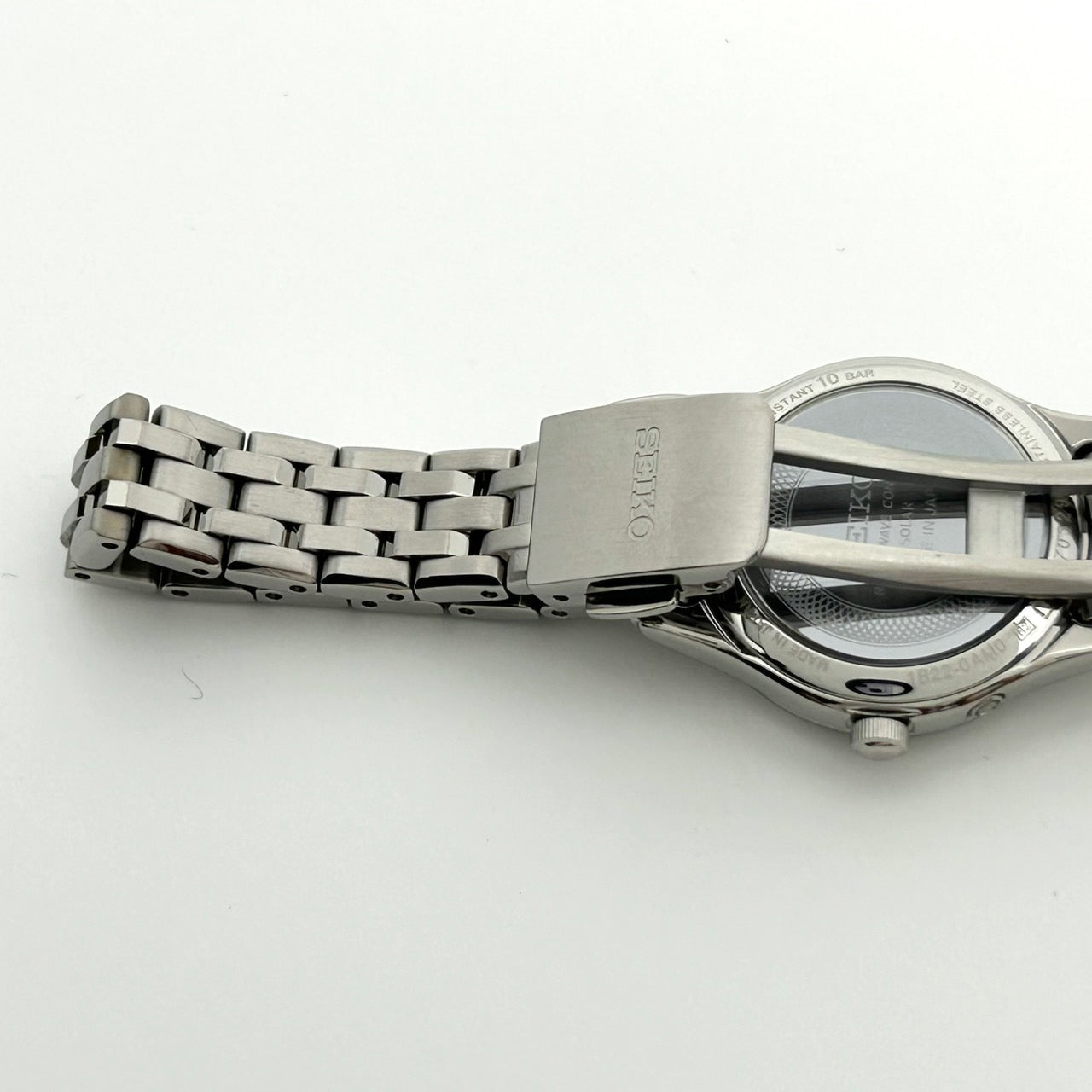 【稼働品/美品】 SEIKO セイコー EXCELINE エクセリーヌ 1B22-0AM0 レディース 腕時計 ソーラー電波 デイト ブラック文字盤 シルバー ステンレススチール アナログ エレガント ドレスウォッチ ビジネス フォーマル クリーニング済 G2