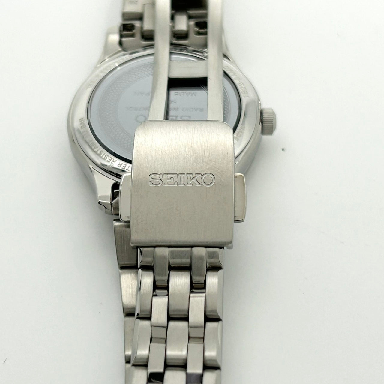 【稼働品/美品】 SEIKO セイコー EXCELINE エクセリーヌ 1B22-0AM0 レディース 腕時計 ソーラー電波 デイト ブラック文字盤 シルバー ステンレススチール アナログ エレガント ドレスウォッチ ビジネス フォーマル クリーニング済 G2
