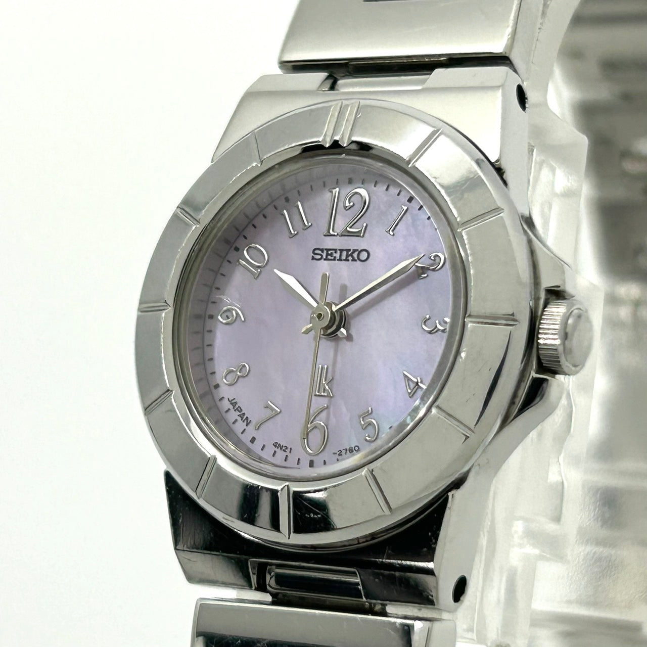 【稼働品】SEIKO セイコー LUKIA ルキア 4N21-1130 レディース 腕時計 クオーツ アナログ 白蝶貝文字盤 パープルシェル シルバー ステンレススチール 10気圧防水 エレガント フェミニン ドレスウォッチ クリーニング済 G2