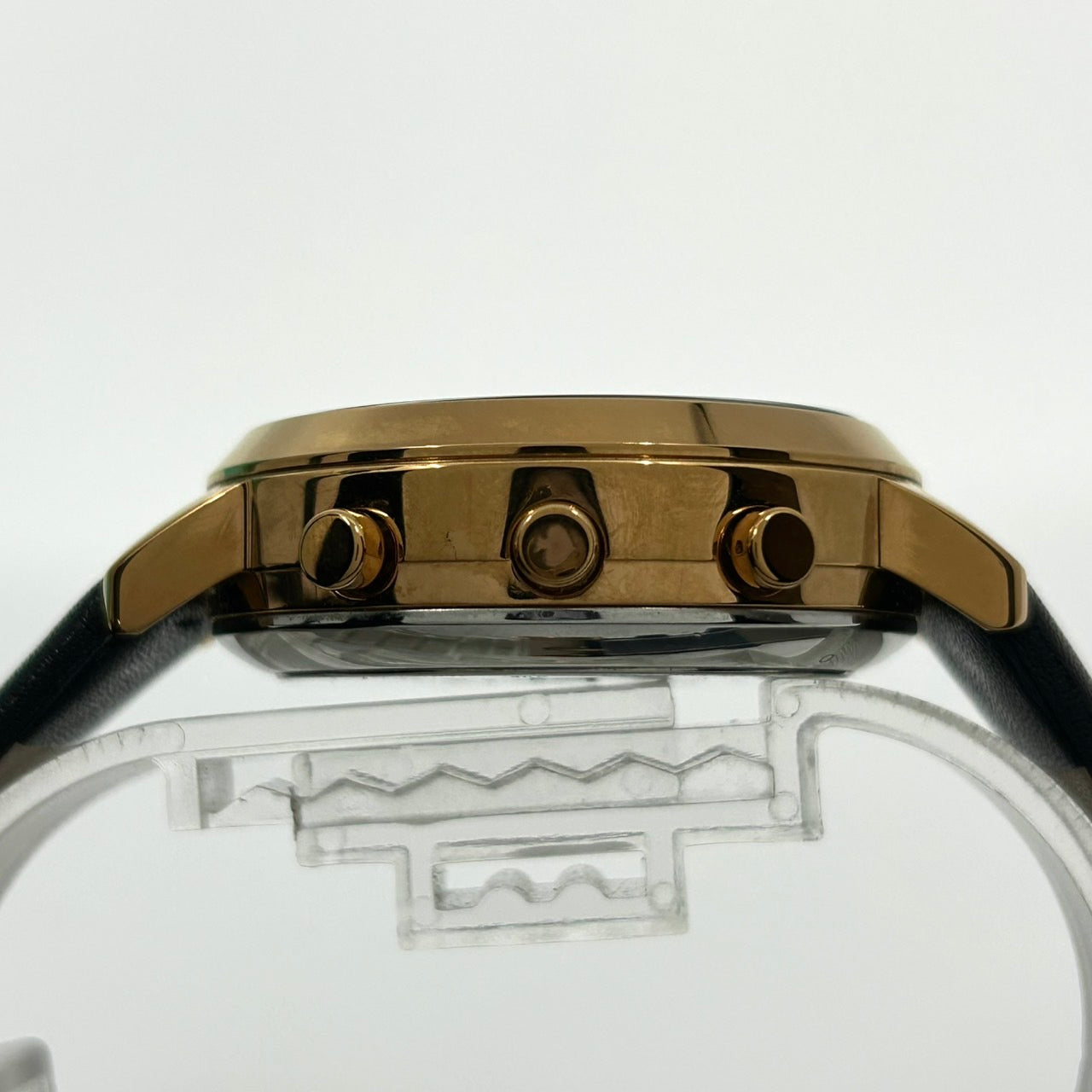 【電池交換済／稼働品／美品／箱付】 Kate Spade ケイトスペード スマートウォッチ KST23100 レディース 腕時計 ハイブリッド アナログ cheers! シャンパン ブラック文字盤 ゴールド ブラックレザーベルト エレガント フェミニン G