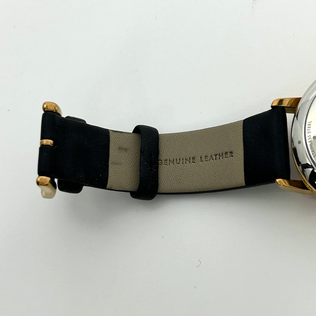 【電池交換済／稼働品／美品／箱付】 Kate Spade ケイトスペード スマートウォッチ KST23100 レディース 腕時計 ハイブリッド アナログ cheers! シャンパン ブラック文字盤 ゴールド ブラックレザーベルト エレガント フェミニン G