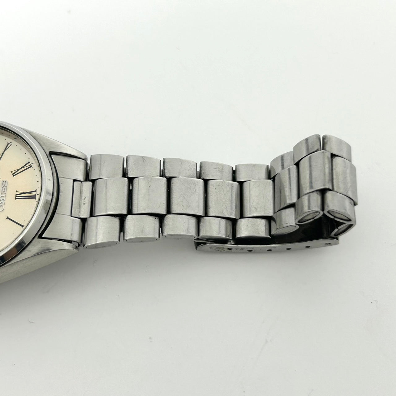 美品 希少 セイコー キングクォーツ KQ 腕時計 メンズ 4822-8110 3針 デイデイト シルバー 白文字盤 SS ラウンド クォーツ 純正ベルト ヴィンテージ SEIKO G1