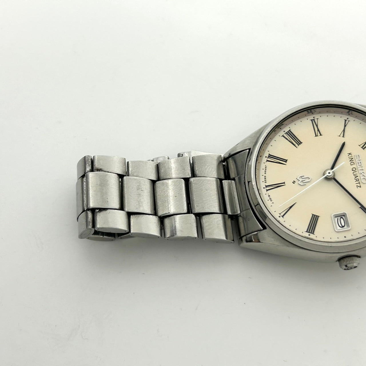 美品 希少 セイコー キングクォーツ KQ 腕時計 メンズ 4822-8110 3針 デイデイト シルバー 白文字盤 SS ラウンド クォーツ 純正ベルト ヴィンテージ SEIKO G1