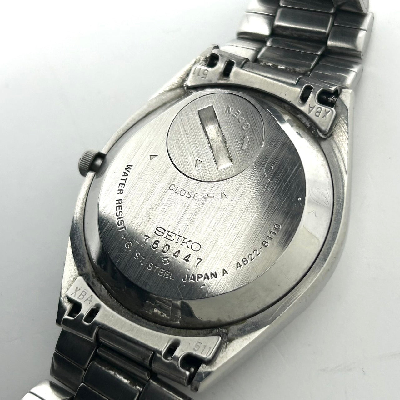 美品 希少 セイコー キングクォーツ KQ 腕時計 メンズ 4822-8110 3針 デイデイト シルバー 白文字盤 SS ラウンド クォーツ 純正ベルト ヴィンテージ SEIKO G1