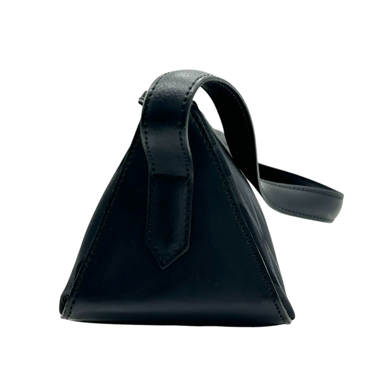 【美品／クリーニング済】 GIVENCHY ジバンシィ ジバンシー ハンドバッグ アクセサリーポーチ 4Gロゴ ナイロン レザー 黒 レディース トライアングル 三角 ピラミッド型 ミニバッグ ビンテージ クラシック フォーマル パーティー S31