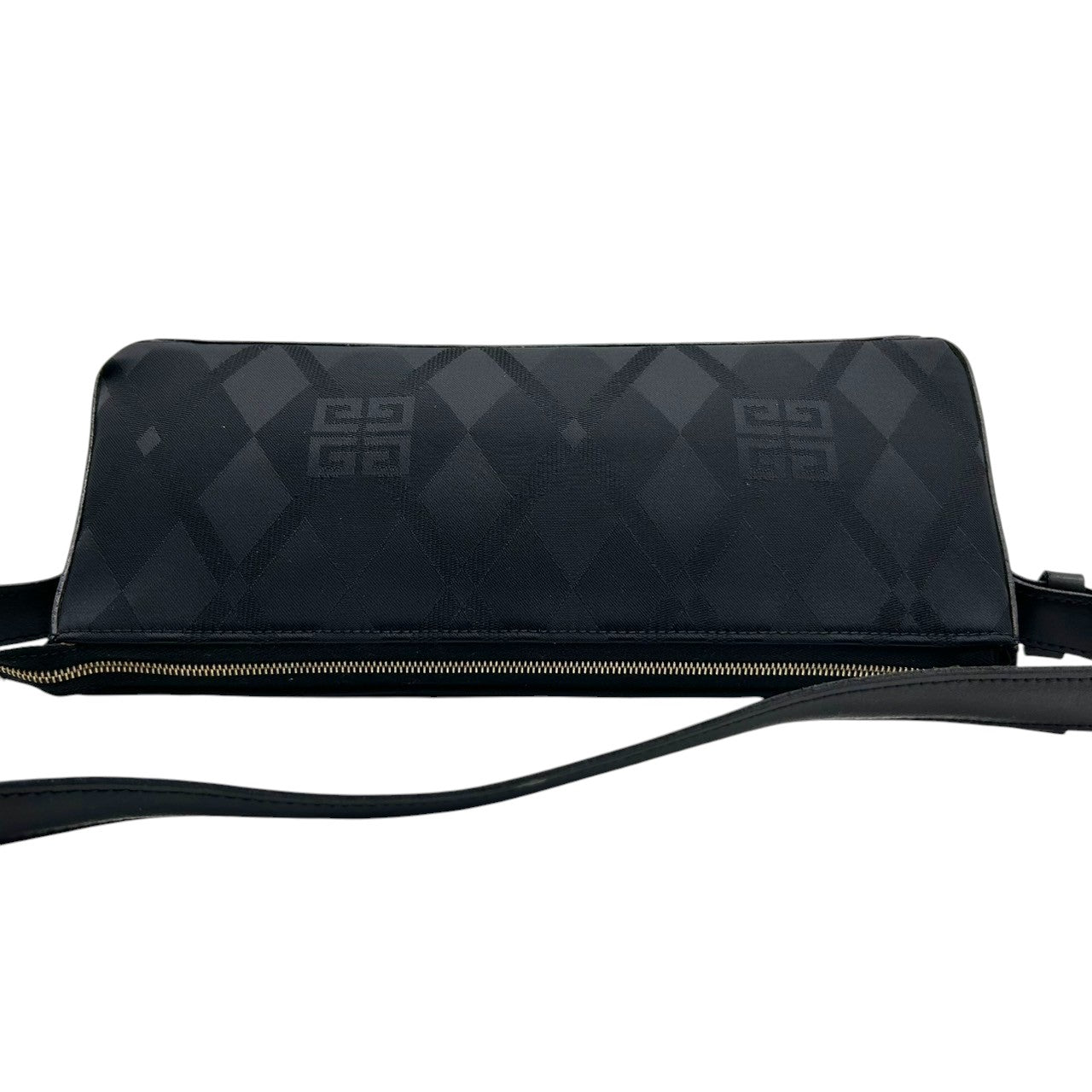 【美品／クリーニング済】 GIVENCHY ジバンシィ ジバンシー ハンドバッグ アクセサリーポーチ 4Gロゴ ナイロン レザー 黒 レディース トライアングル 三角 ピラミッド型 ミニバッグ ビンテージ クラシック フォーマル パーティー S31