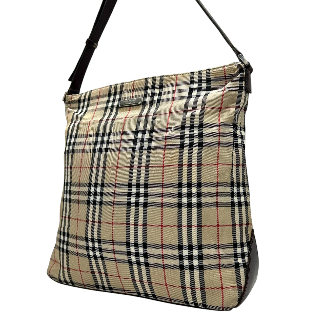 Burberry バーバリーブルーレーベル ショルダーバッグ ノバチェック スクエア型 キャンバス レザー ブラウン系 レディース 肩掛け 斜め掛け クロスボディ 定番 人気 クラシック ビンテージデザイン S31