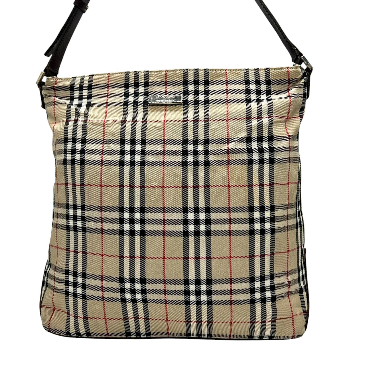 Burberry バーバリーブルーレーベル ショルダーバッグ ノバチェック スクエア型 キャンバス レザー ブラウン系 レディース 肩掛け 斜め掛け クロスボディ 定番 人気 クラシック ビンテージデザイン S31