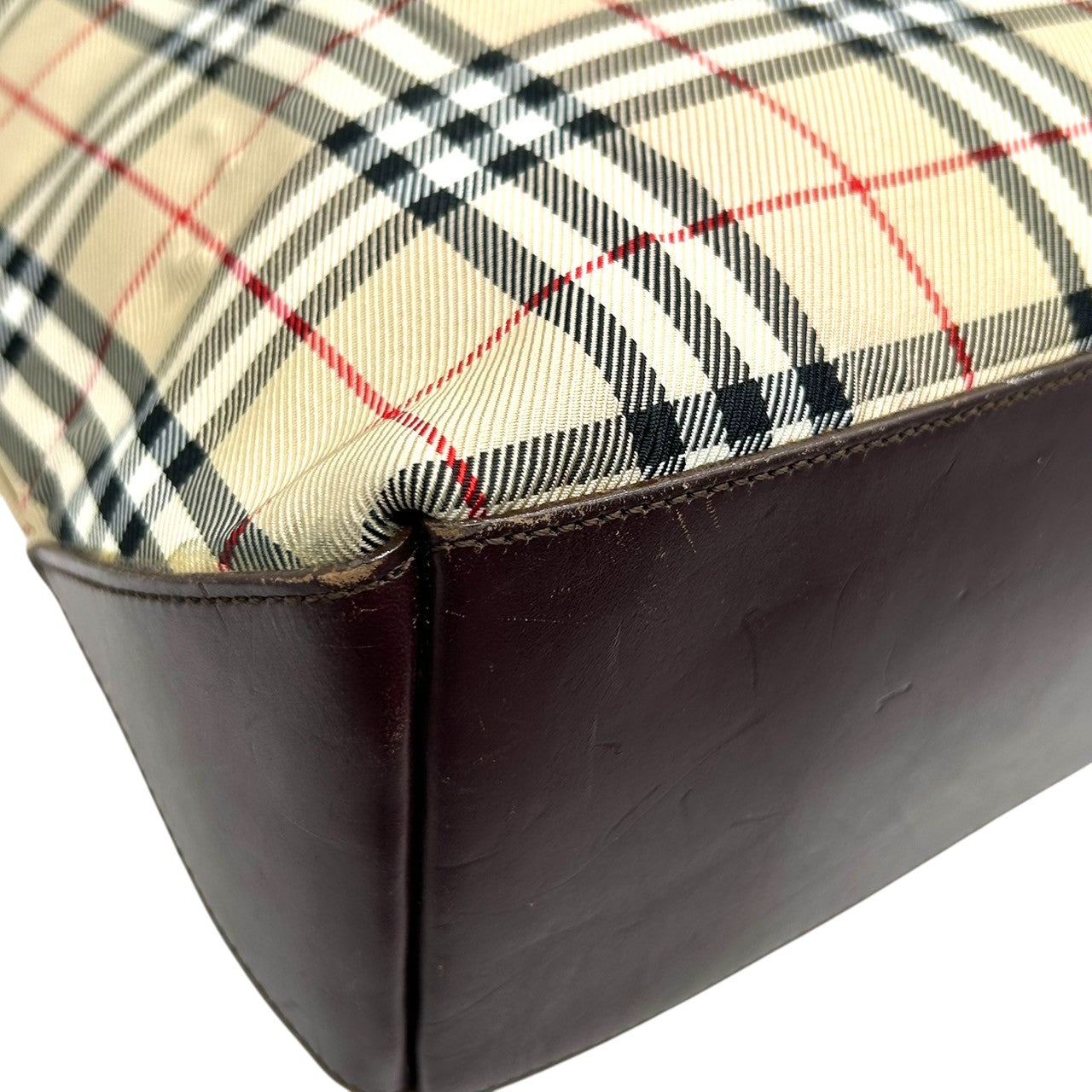 Burberry バーバリーブルーレーベル ショルダーバッグ ノバチェック スクエア型 キャンバス レザー ブラウン系 レディース 肩掛け 斜め掛け クロスボディ 定番 人気 クラシック ビンテージデザイン S31