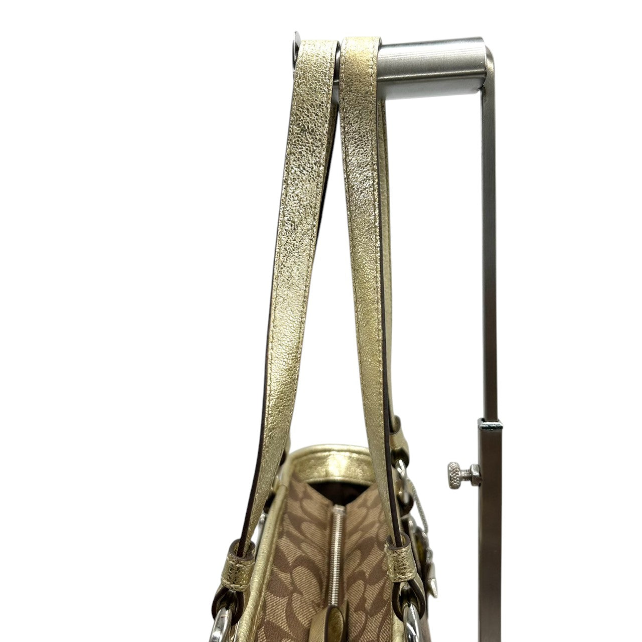 【未使用級】 COACH コーチ トートバッグ F18853 シグネチャー スター 星柄 PVC レザー ブラウン ゴールド レディース A4収納可 肩掛け チャーム付 通勤 通学 エレガント キュート 大容量 s49