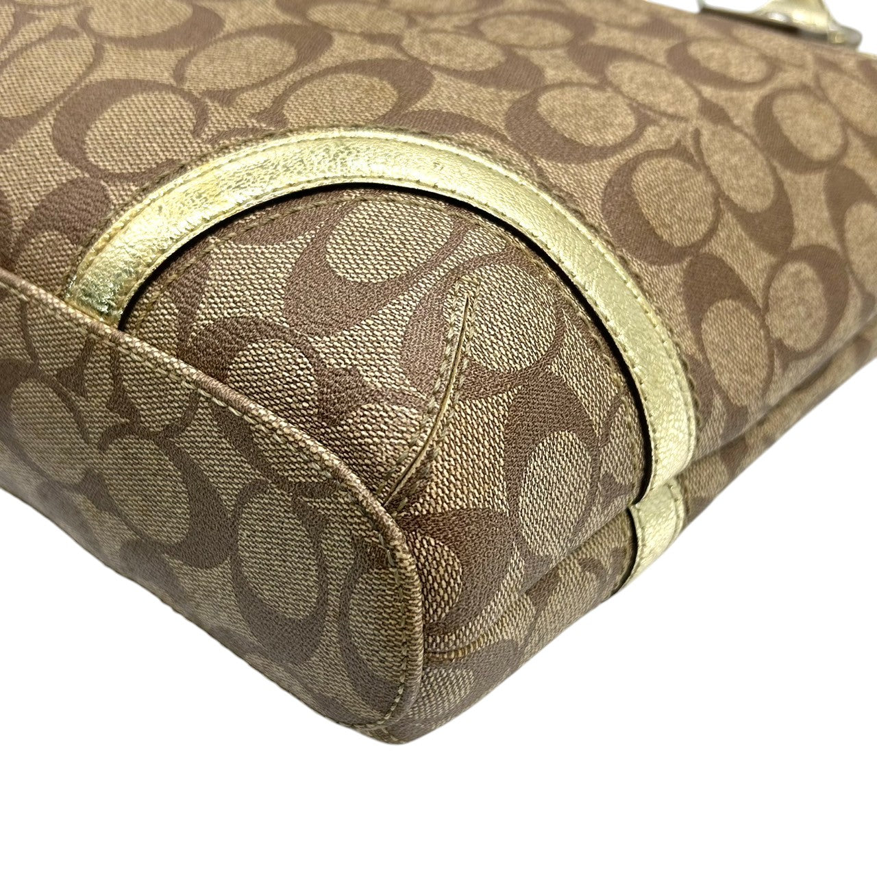 【未使用級】 COACH コーチ トートバッグ F18853 シグネチャー スター 星柄 PVC レザー ブラウン ゴールド レディース A4収納可 肩掛け チャーム付 通勤 通学 エレガント キュート 大容量 s49