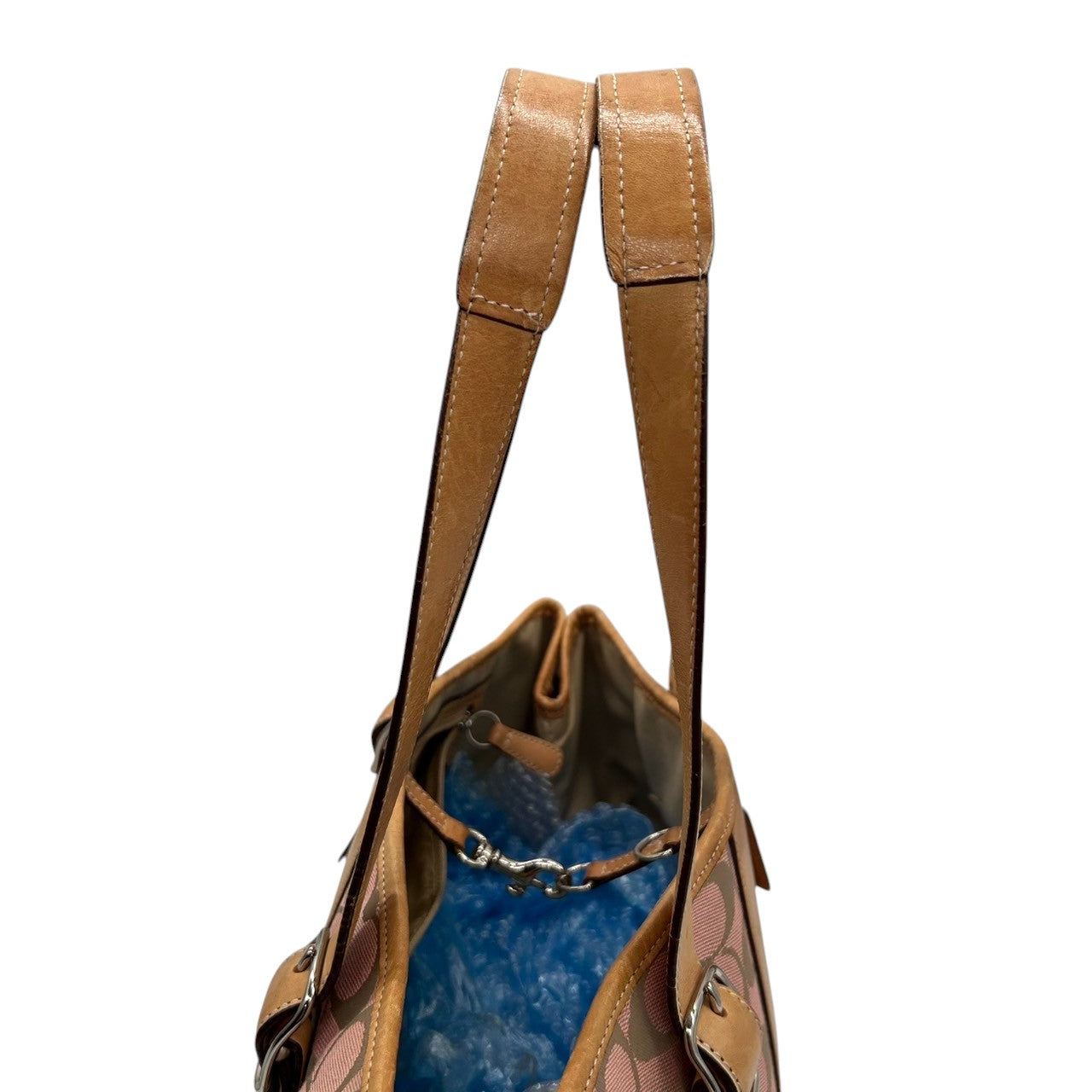 コーチ トートバッグ 6337 シグネチャー レディース COACH キャンバス レザー ピンク ベージュ 人気モデル 大容量 A4収納可 肩掛け 通勤 通学 クラシック エレガント チャーム付 クリーニング済み s49