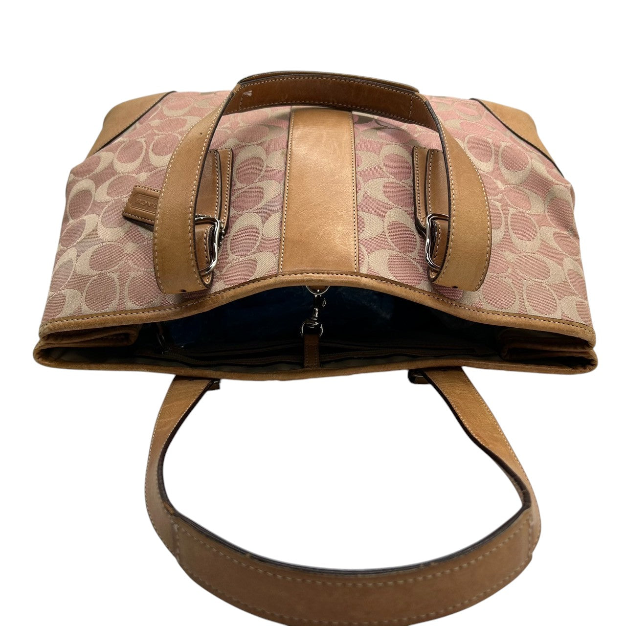 コーチ トートバッグ 6337 シグネチャー レディース COACH キャンバス レザー ピンク ベージュ 人気モデル 大容量 A4収納可 肩掛け 通勤 通学 クラシック エレガント チャーム付 クリーニング済み s49