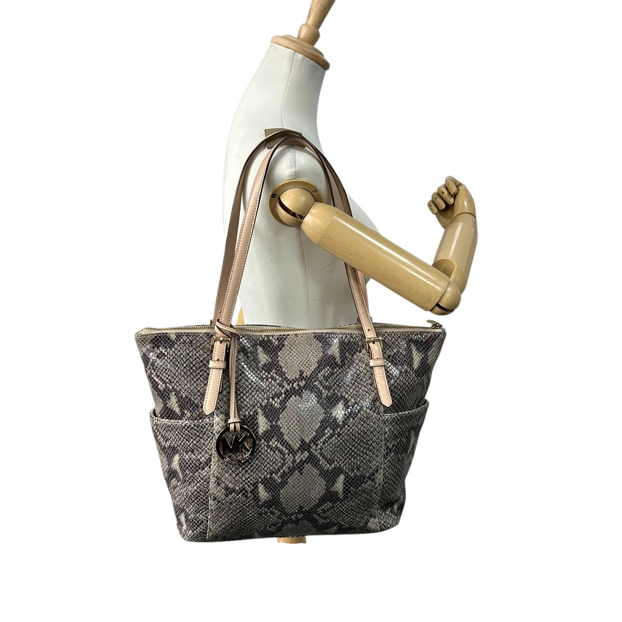 マイケルコース トートバッグ レディース MICHAEL KORS レザー 本革 A4収納可 肩掛け 大容量 通勤 ハンドバッグ ショルダーバッグ MKロゴチャーム エレガント ゴージャス アニマルプリント クリーニング済み s35