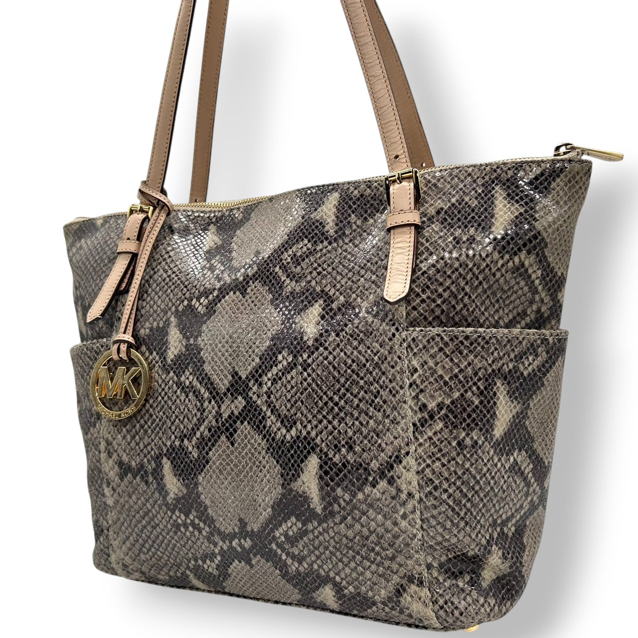 マイケルコース トートバッグ レディース MICHAEL KORS レザー 本革 A4収納可 肩掛け 大容量 通勤 ハンドバッグ ショルダーバッグ MKロゴチャーム エレガント ゴージャス アニマルプリント クリーニング済み s35