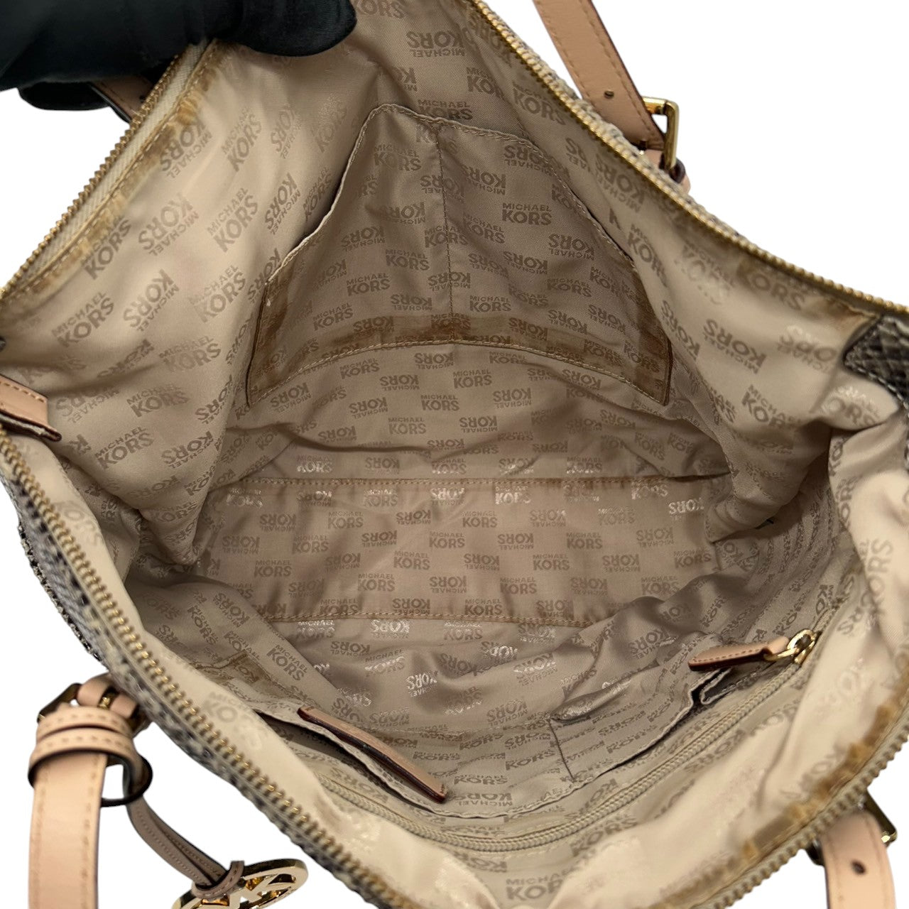 マイケルコース トートバッグ レディース MICHAEL KORS レザー 本革 A4収納可 肩掛け 大容量 通勤 ハンドバッグ ショルダーバッグ MKロゴチャーム エレガント ゴージャス アニマルプリント クリーニング済み s35